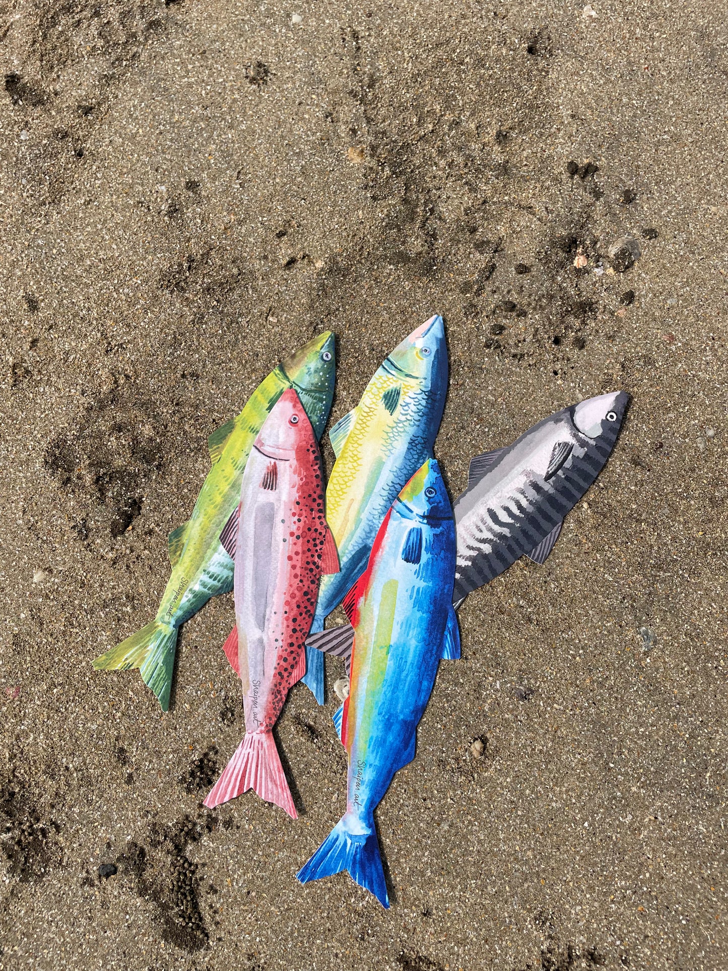 Fish Bookmark- Set of 2 Red+Gray