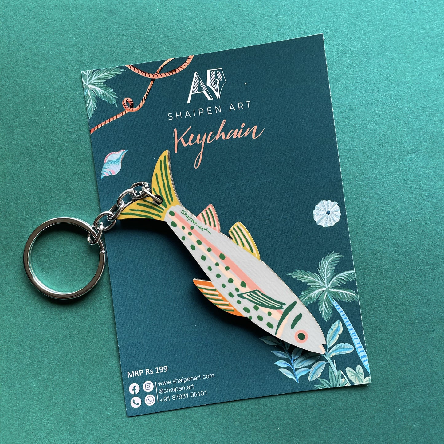 Teal Fish Keychain