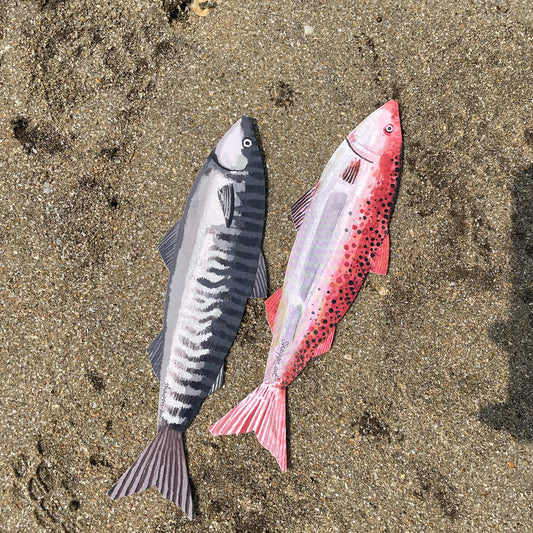 Fish Bookmark- Set of 2 Red+Gray