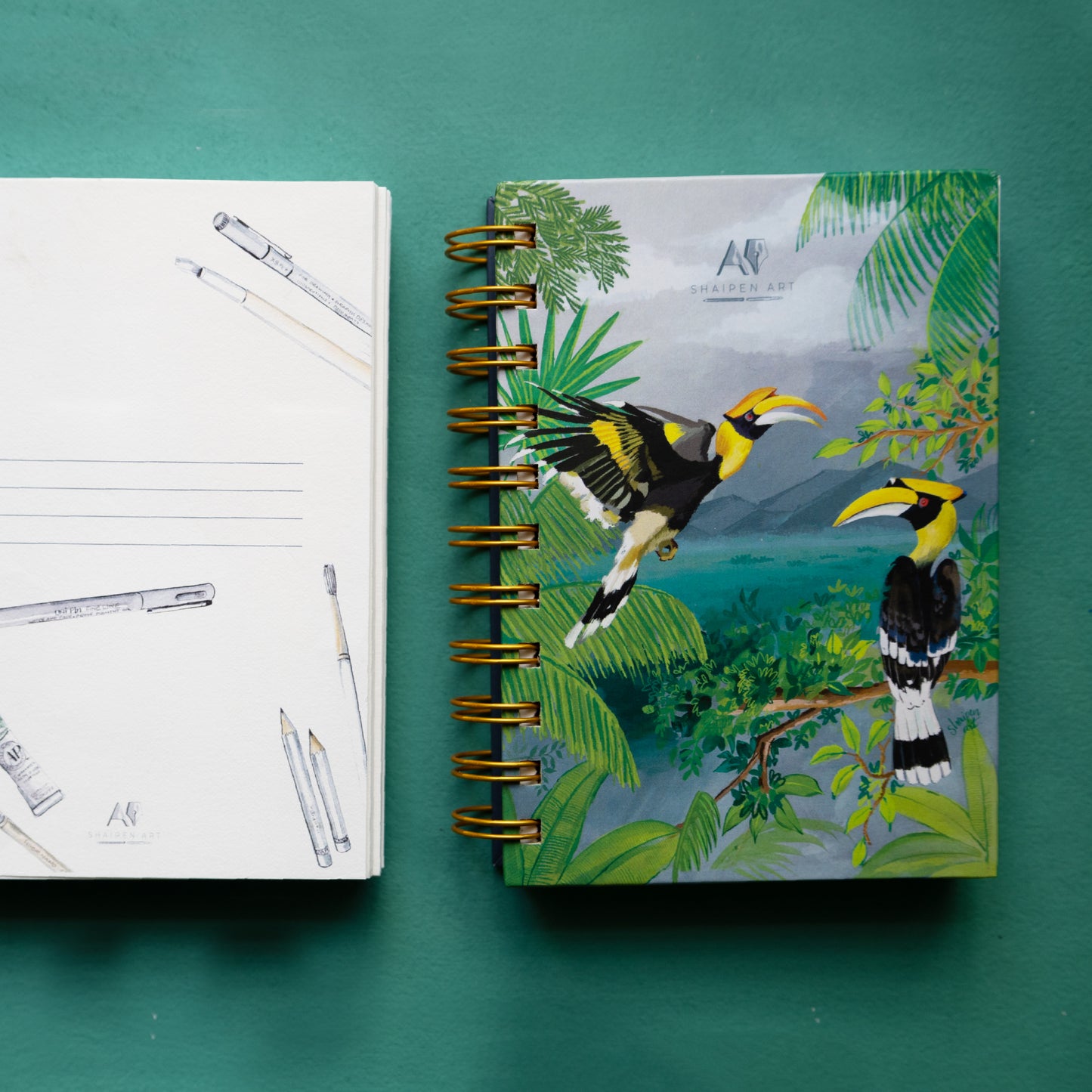 A6 Plain Diary- Hornbills