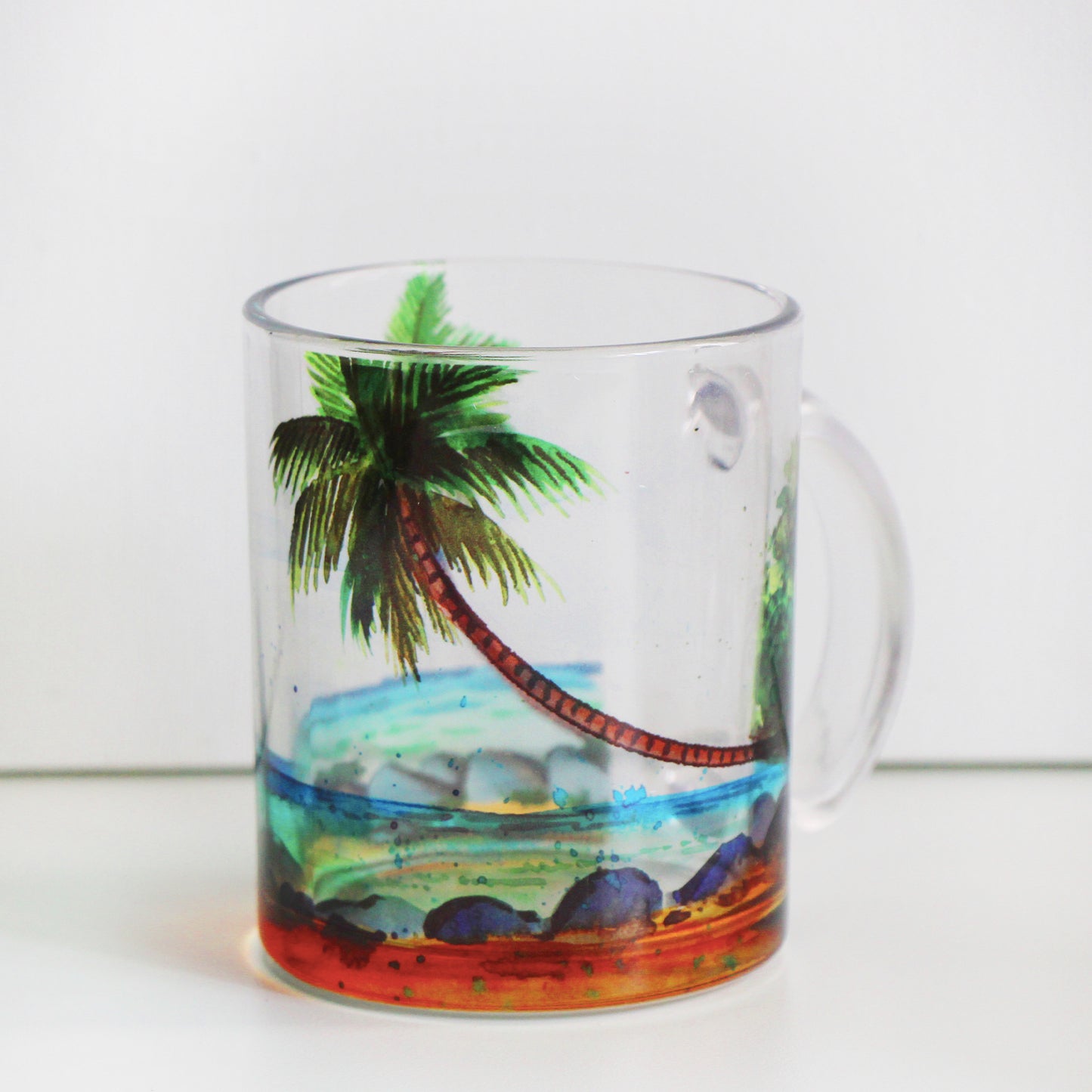 Beach Coconut Tree- Glass Mug