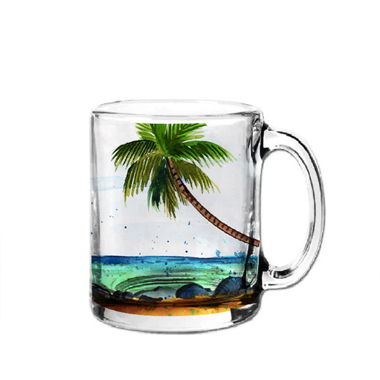 Beach Coconut Tree- Glass Mug