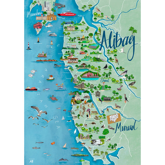 Alibag to Murud Map