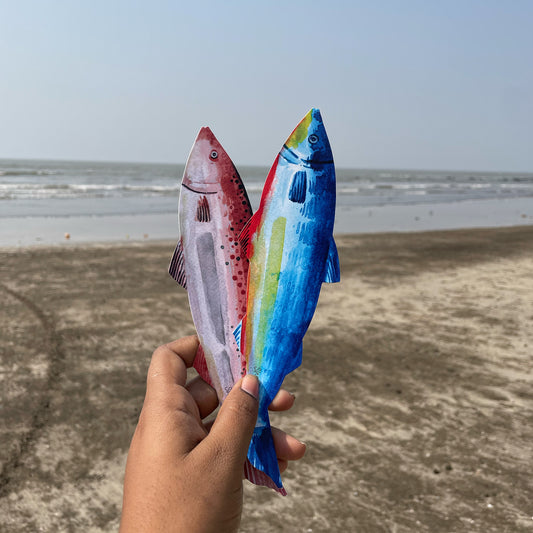 Fish Bookmark- Set of 2 Red+Blue