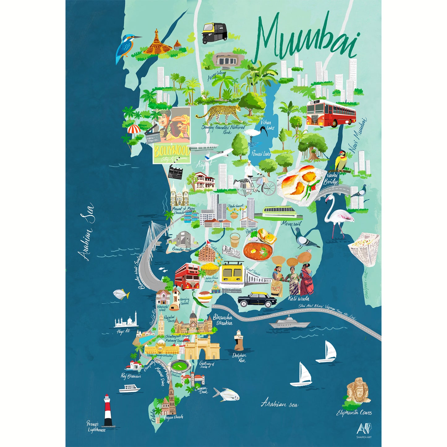 Mumbai Map Blue